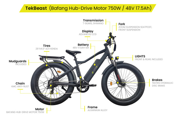 E-Tek Tekbeast Electric Bike - from DT Scooters